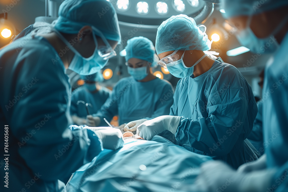 A group of surgeons are performing a surgery A group of surgeons are performing a surgery