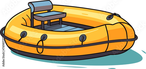 Detailed Rubber Boat Vector Graphic with Anchor Rope