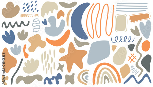Set of hand drawn shapes and doodle objects. Abstract vector illustration. All elements are isolated.