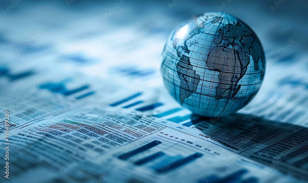 Close-up View, Global Economy Trends in Financial Newspaper Close-up View, Global Economy Trends in Financial Newspaper
