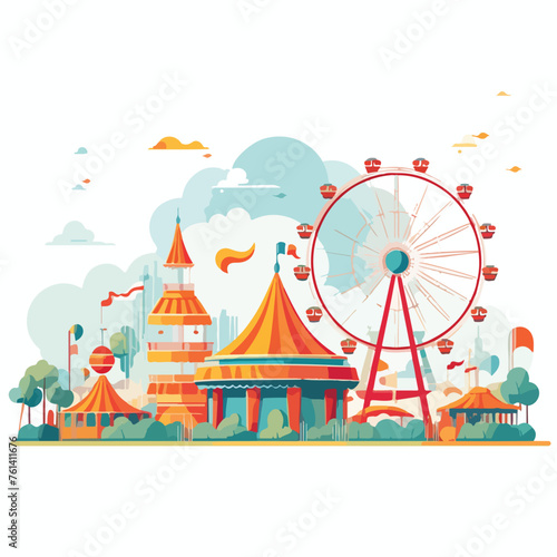 Amusement park background with room for text flat 