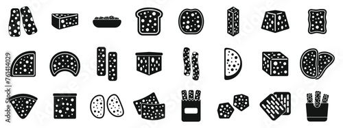 Bread croutons icons set simple vector. Small food cooking. Nutrition toast