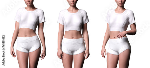 Billede på lærred white crop top underwear suite on nice figure model isolated 3d rendering