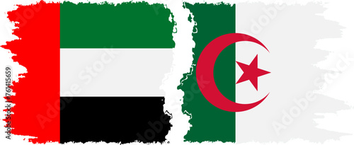 Algeria and United Arab Emirates grunge flags connection vector