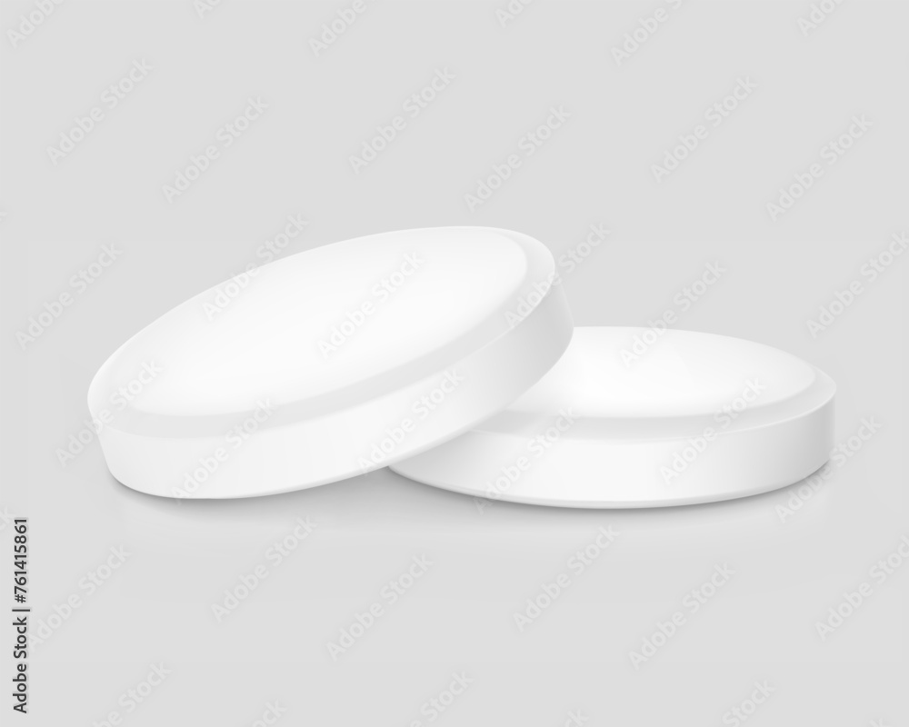 Realistic flat faced plain tablet mockup. Vector illustration isolated on grey background. Can be used for medical and cosmetic. Ready for your design. EPS10. Realistic flat faced plain tablet mockup. Vector illustration isolated on grey background. Can be used for medical and cosmetic. Ready for your design. EPS10.