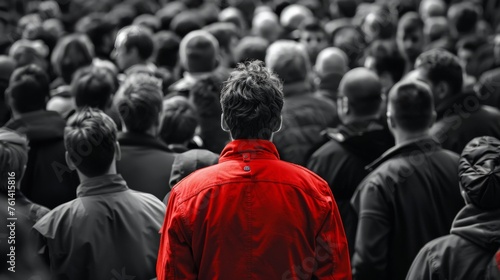 Man Standing Out in Selective Color
