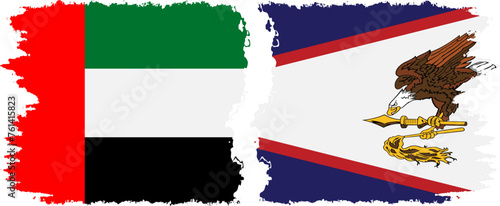 American Samoa and United Arab Emirates grunge flags connection vector