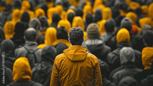 Man Standing Out in Selective Color