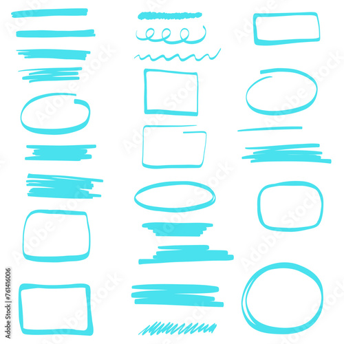 Text box, frame, highlights scribble color set 