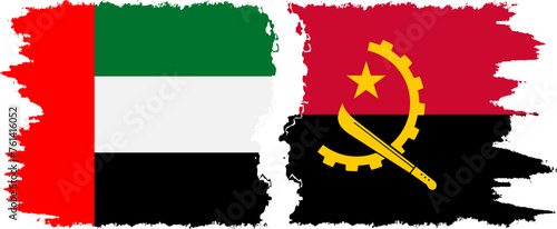 Angola and United Arab Emirates grunge flags connection vector