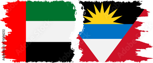 Antigua and Barbuda and United Arab Emirates grunge flags connection vector