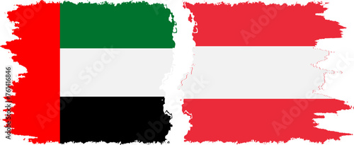 Austria and United Arab Emirates grunge flags connection vector
