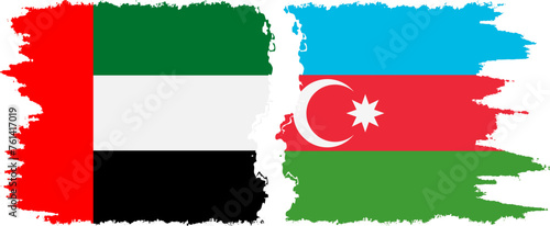 Azerbaijan and United Arab Emirates grunge flags connection vector