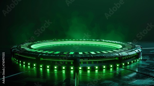 Futuristic Platform in Neon Green