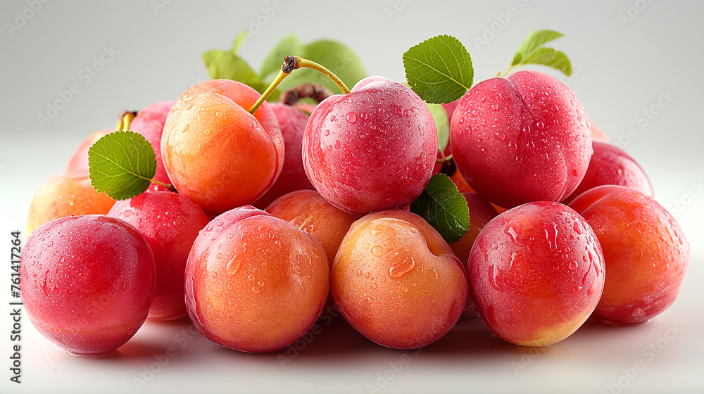 A pile of colorful summer fruits - apricots, nectarines, peaches, plums and red velvet apricots.