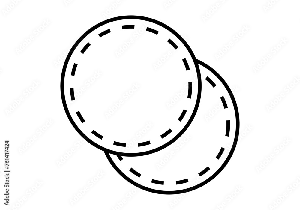 Icono negro de algodón circular en fondo blanco. Icono negro de algodón circular en fondo blanco.