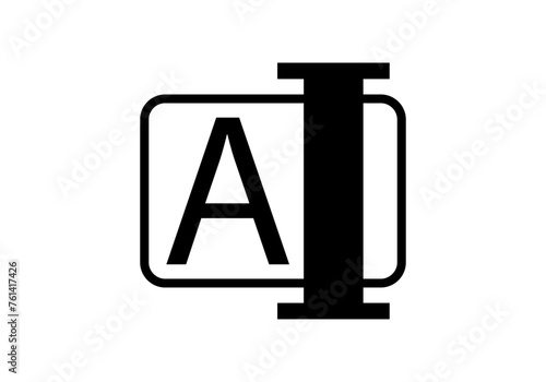 Icono negro de cambio de nombre en fondo blanco.