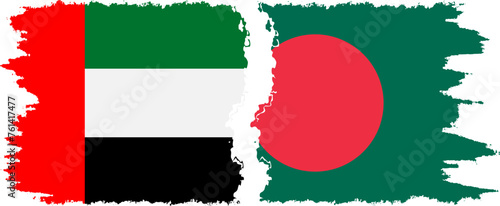 Bangladesh and United Arab Emirates grunge flags connection vector
