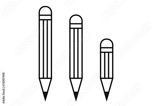 Icono negro de lapicero con goma en fondo blanco.