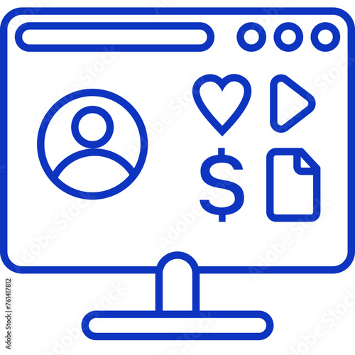 Content & Transit Network, Internet User Icon - Blue, Outline