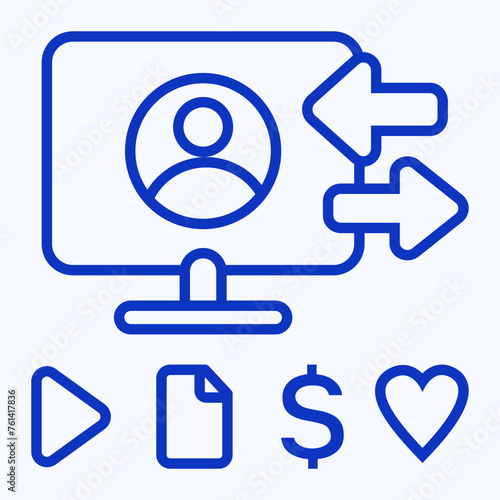 Content & Transit Network, Internet User Icon - Blue, Outline