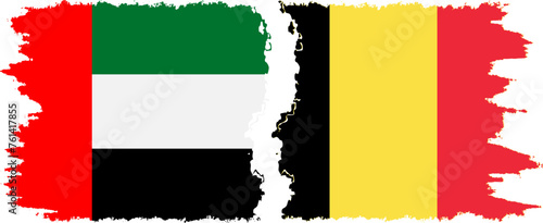 Belgium and United Arab Emirates grunge flags connection vector