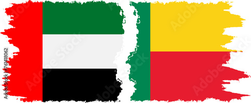 Benin and United Arab Emirates grunge flags connection vector