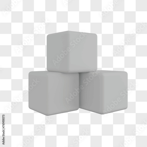 Three white sugar cubes, 3d rendering sugar cubes