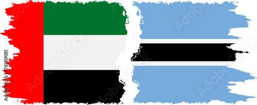 Botswana and United Arab Emirates grunge flags connection vector