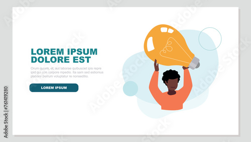 AdobeVektor-Illustration einer Frau, die eine hervorragende Idee hat - Inspiration und Innovation Konzept Illustrator Artwork