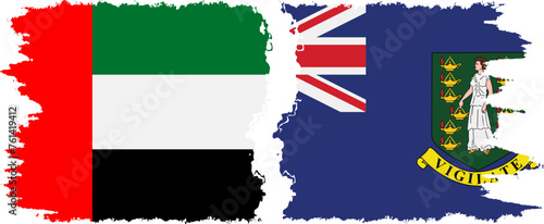 British Virgin Islands and United Arab Emirates grunge flags connection vector