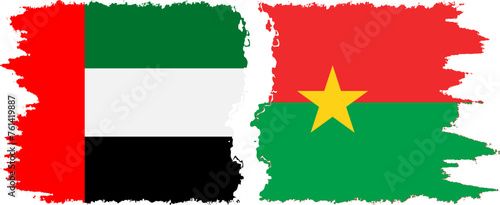 Burkina Faso and United Arab Emirates grunge flags connection vector