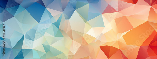 Abstract geometric rumpled triangular polygon mosaic retro warm color background photo
