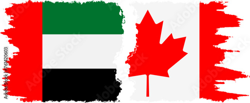 Canada and United Arab Emirates grunge flags connection vector