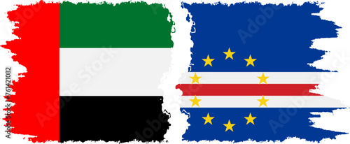 Cape Verde and United Arab Emirates grunge flags connection vector