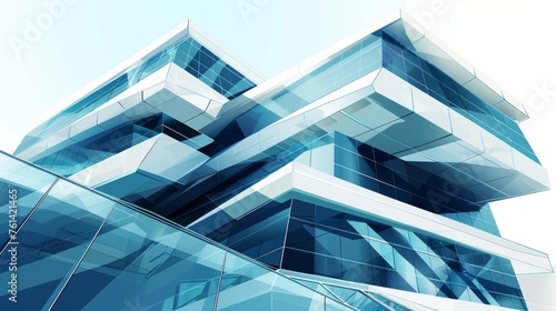 Abstract 3D vector construction of office building. Concept - modern city  architecture and designing