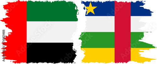 Central African Republic and United Arab Emirates grunge flags connection vecto