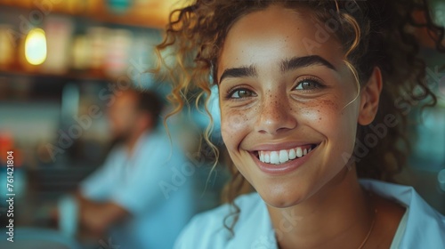 Woman With Ponytail Standing Next to Man
