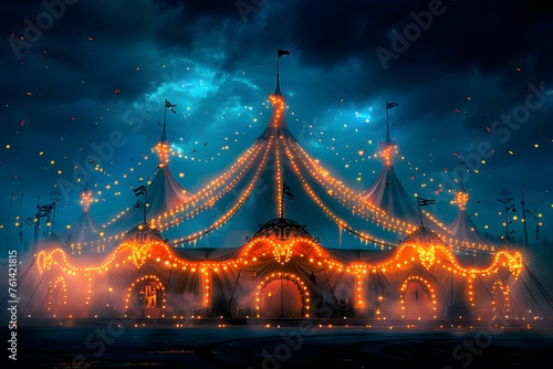 Brightly Lit Circus Tent in the Night © D