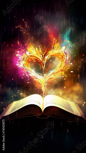 Fantasy book cover with a glowing heart.
