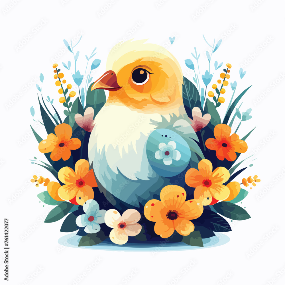An Easter chick illustration hatching from a bright