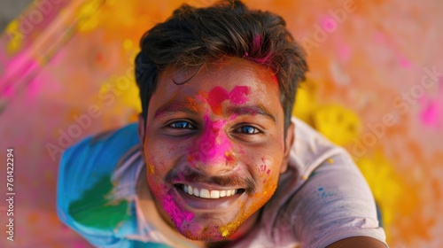 The Colorful Indian Man with Messy Hair. Fictional character created by Generated AI. 