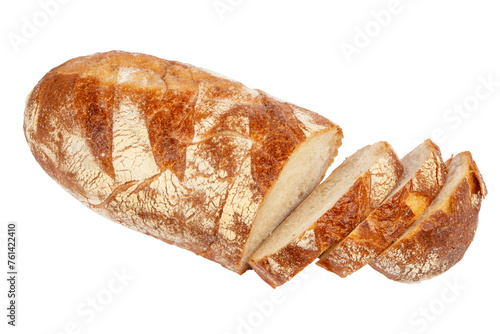 Fresh baked bread isolated on white background