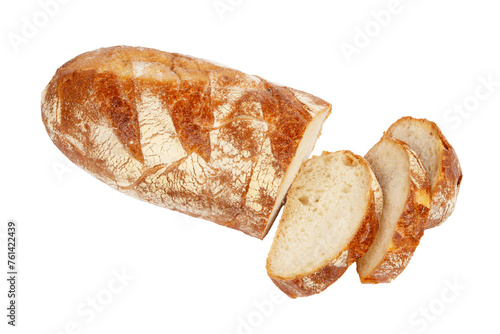 Fresh baked bread isolated on white background