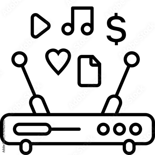 Content & Transit Network, Internet Service Provider Icon - Black, Outline
