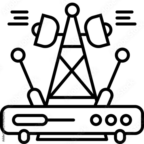 Content & Transit Network, Internet Service Provider Icon - Pink, Blue, Gradient, Outline