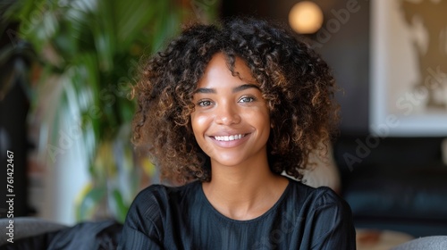 Woman in Yellow Shirt Posing for Picture