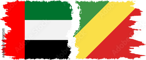 Congo-Brazzaville and United Arab Emirates grunge flags connection vector