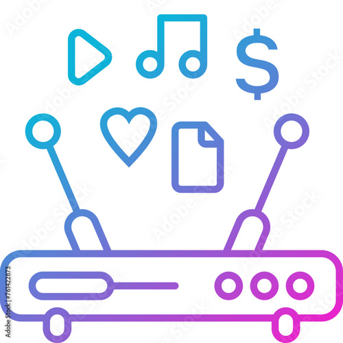 Content & Transit Network, Internet Service Provider Icon - Pink, Blue, Gradient, Outline
