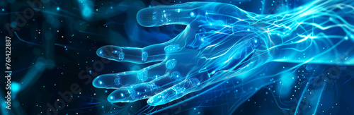 Futuristic AI hand representing new healthcare technology by the UK government photo